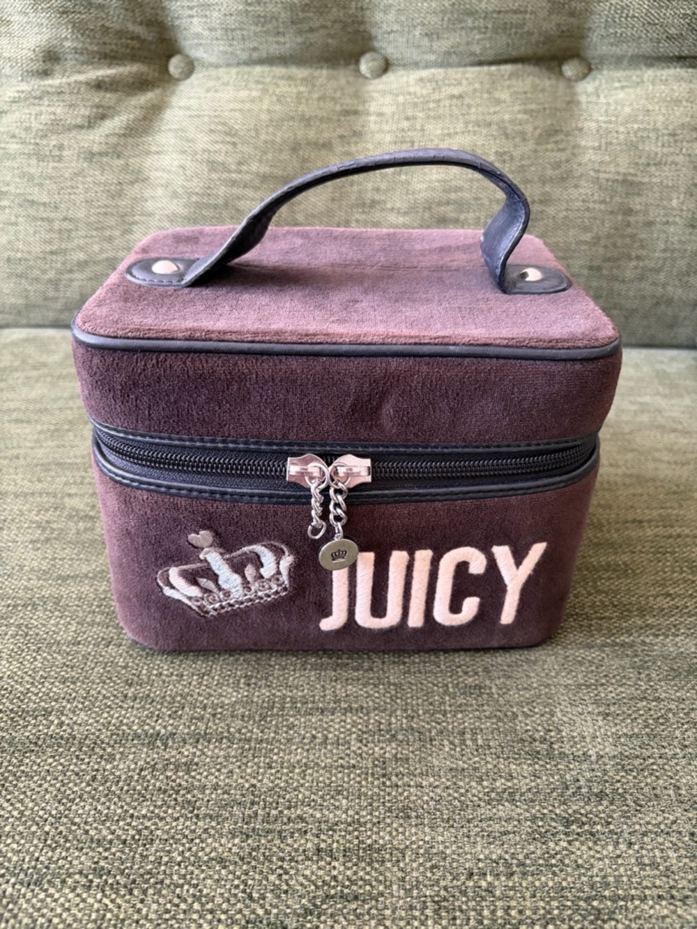 Vintage Juicy Couture Brown Velvet Cosmetic Case